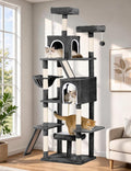 89 inch Cat Tree Tower - Extra Tall Multi-Level Cat Furniture with 2 Cozy Condos, Natural Sisal Scratching Posts, Plush Perches and Hammock for Large Indoor Cats (Black)