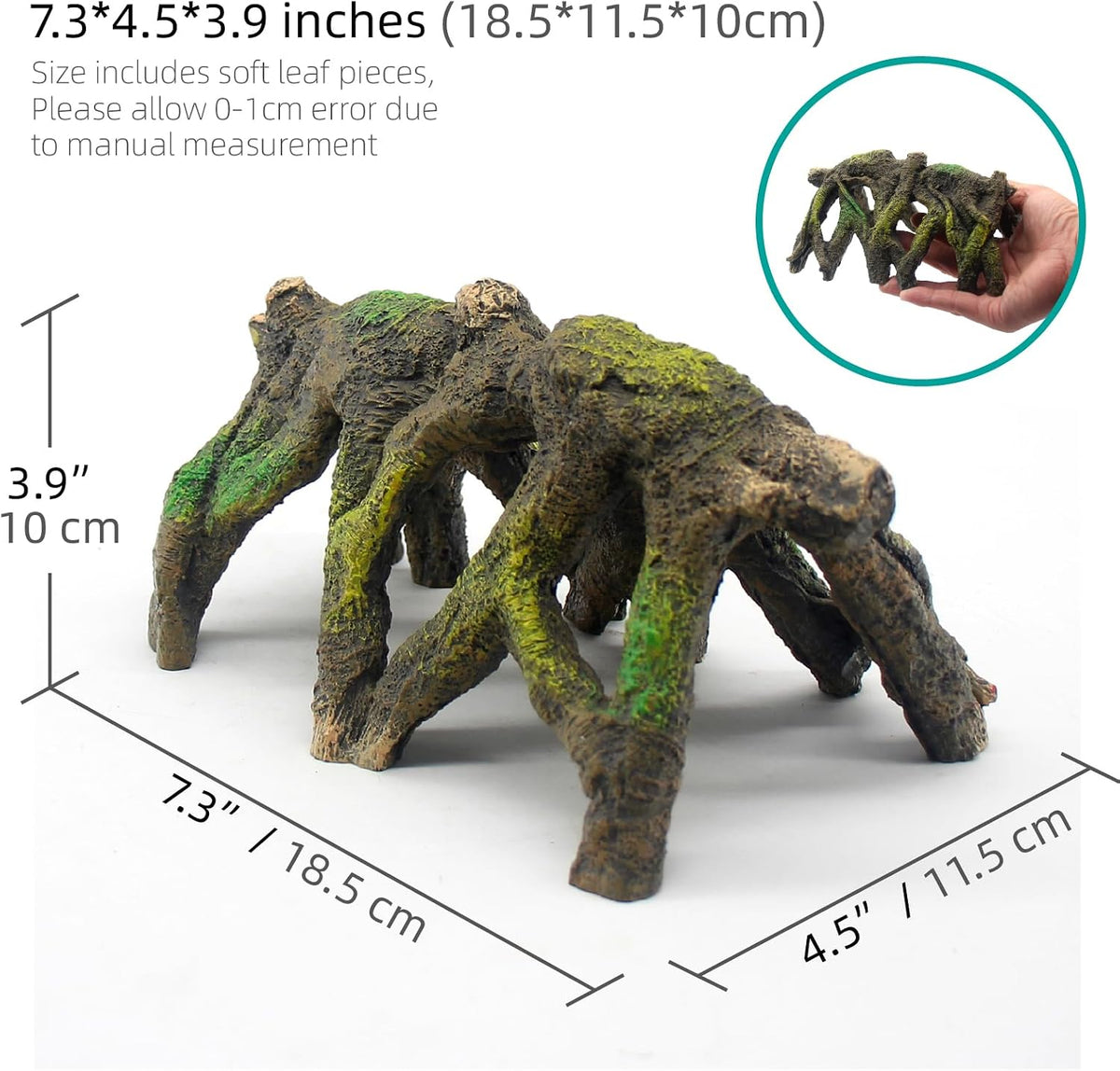 relaqcc Aquarium Decor Reptile Hideout Hollow Tree Trunk Ornament for Betta