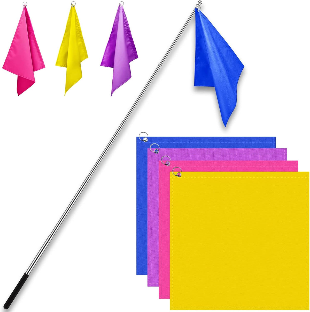 Equestrian Training Flag 4 Pieces Equestrian Training Equipment Nylon Flag with Flagpole