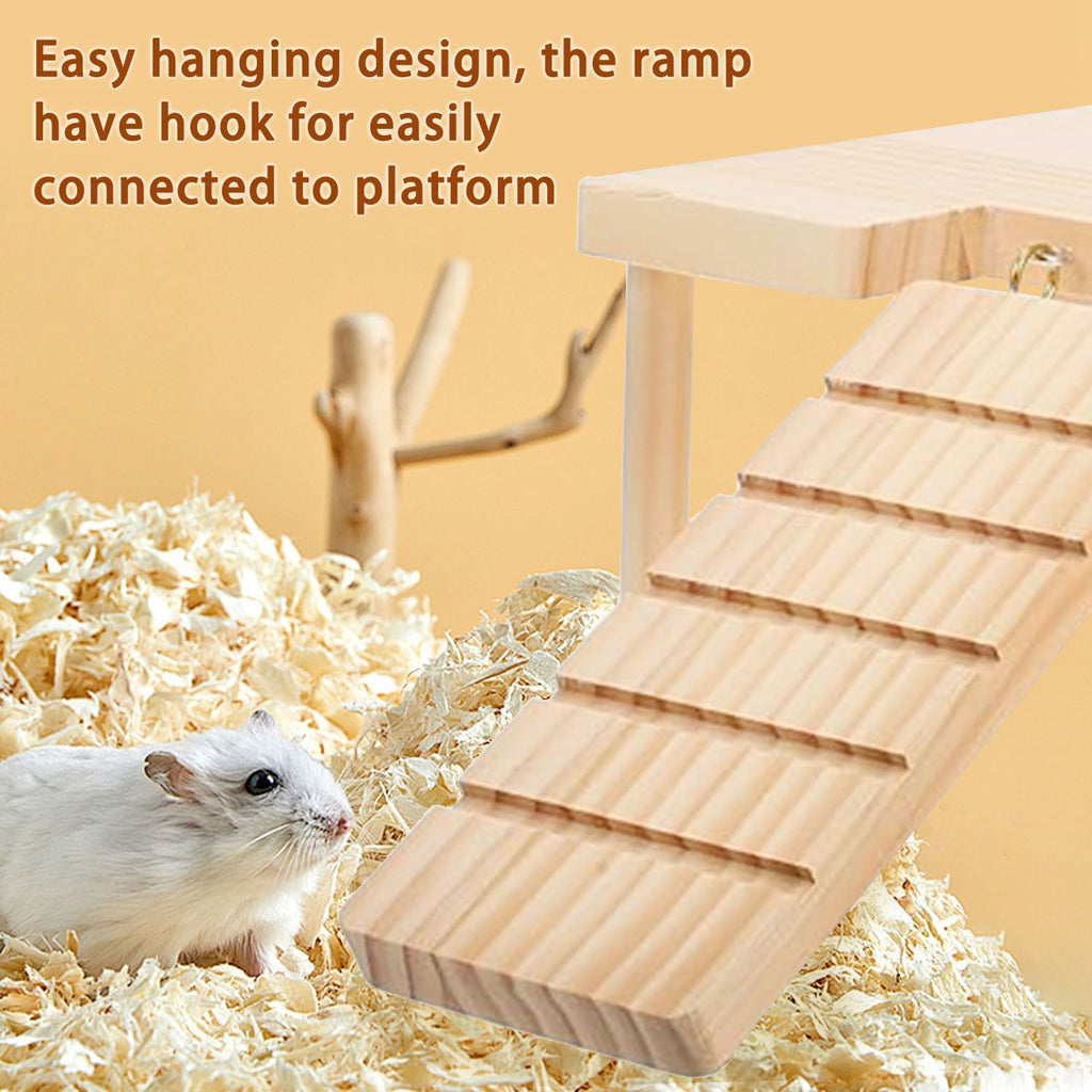 Reptiles Hideout Wooden with Climbing Ramp Bearded Dragon Hide Cave Wood Aquariums & Terrariums Accessories for Bearded Dragons Leopard Geckos Lizards Turtles Hamsters(U-Shape)