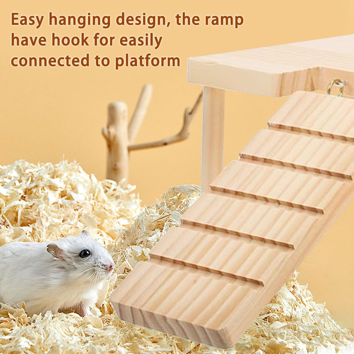 Reptiles Hideout Wooden with Climbing Ramp Bearded Dragon Hide Cave Wood Aquariums & Terrariums Accessories for Bearded Dragons Leopard Geckos Lizards Turtles Hamsters(U-Shape)
