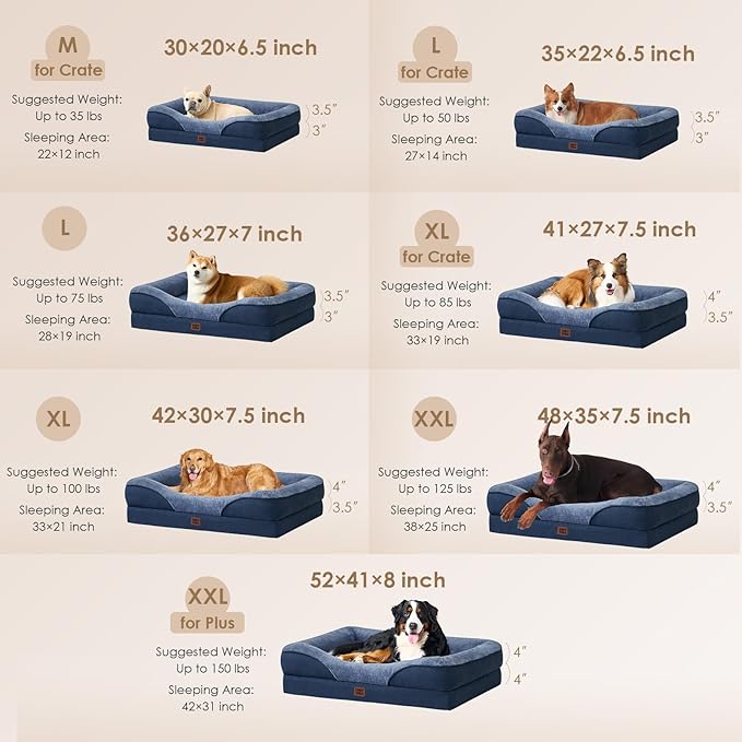 EHEYCIGA Orthopedic XL Dog Bed for Large Sized Dog, Waterproof Liner & Washable - Image 2