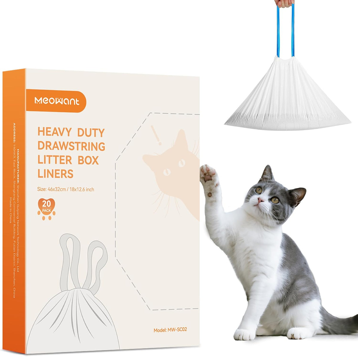 MeoWant Cat Litter Box Liners for Automatic Litter Box, 20pcs