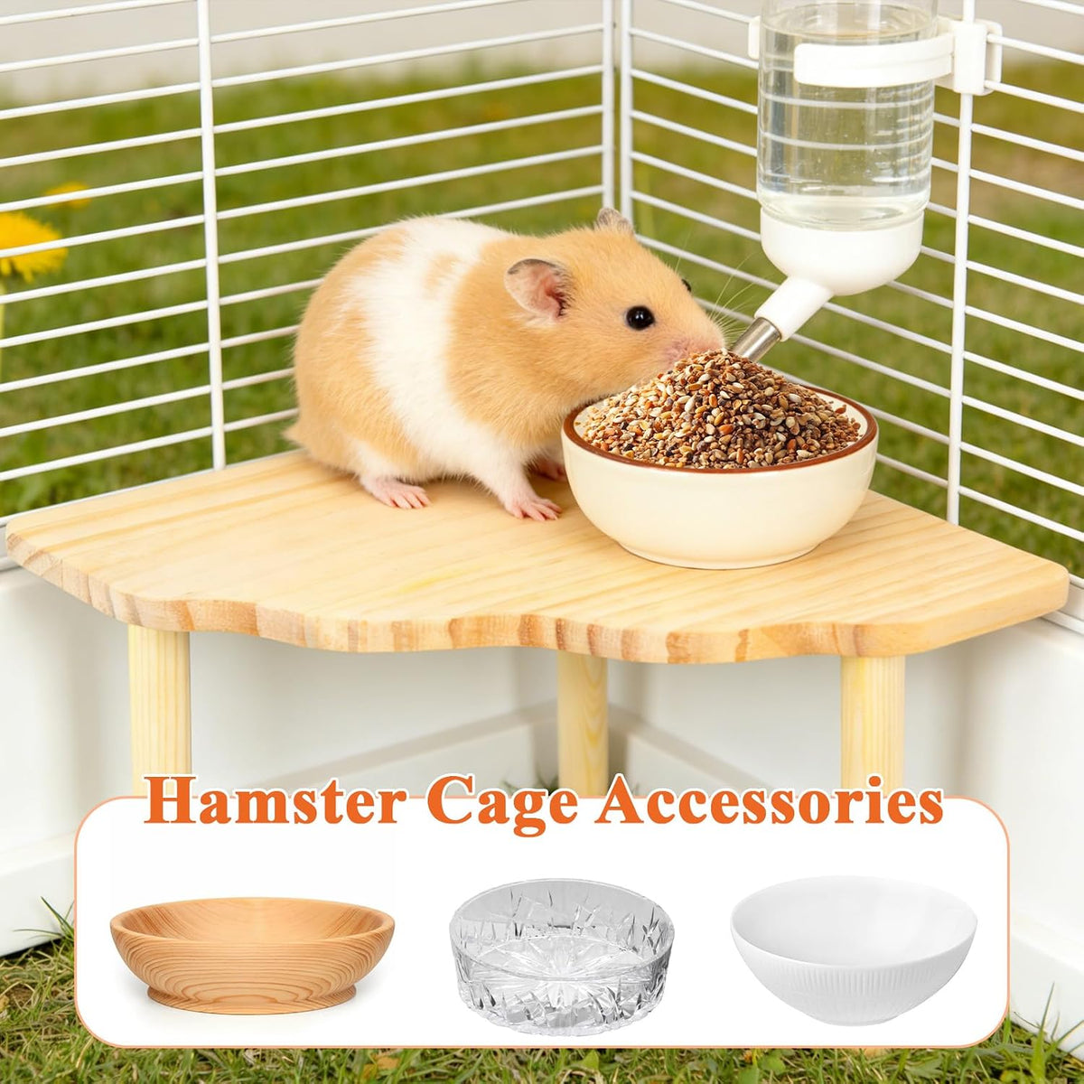 Supkiir 3 Pcs Hamster Play Wooden Platform, Varying Sizes and Shapes Wood Platforms, True Colors Hamster Platform for Syrian Hamsters Gerbils Mice Degus Guinea Pigs and Other Small Pets