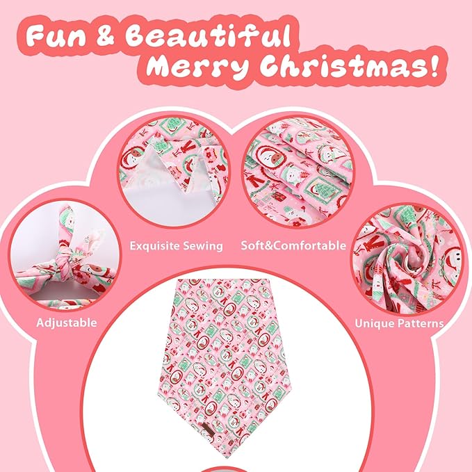 Christmas Dog Bandana–Adorable Happy Snowman Triangle Scarf - Image 2