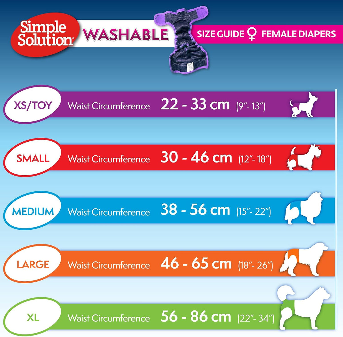 Simple Solution Washable Female Dog Diaper, Reusable Dog Diaper, XL, 1 Ct