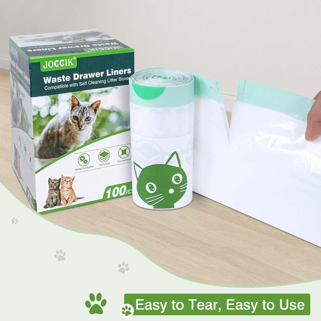 Cat Litter Box Liner Compatible with Litter Box Robot 4 & 3, Waste Bags 100 Pack, Waste Drawer Liners Heavy Duty White