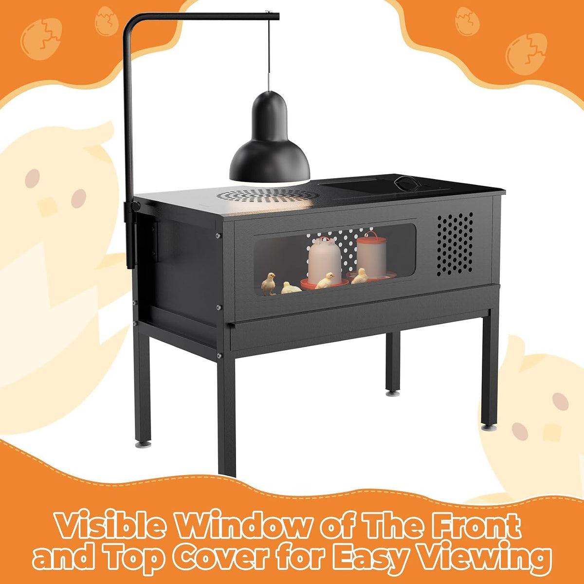 HAYOHRT Chicken Brooder Box - Stand-Up Brooder Pen for Chick Brooder with Lamp Stand & Removable Collection Tray Accommodates Up to 15 Chicks Ideal for Chickens Ducks Quails, No Lamp