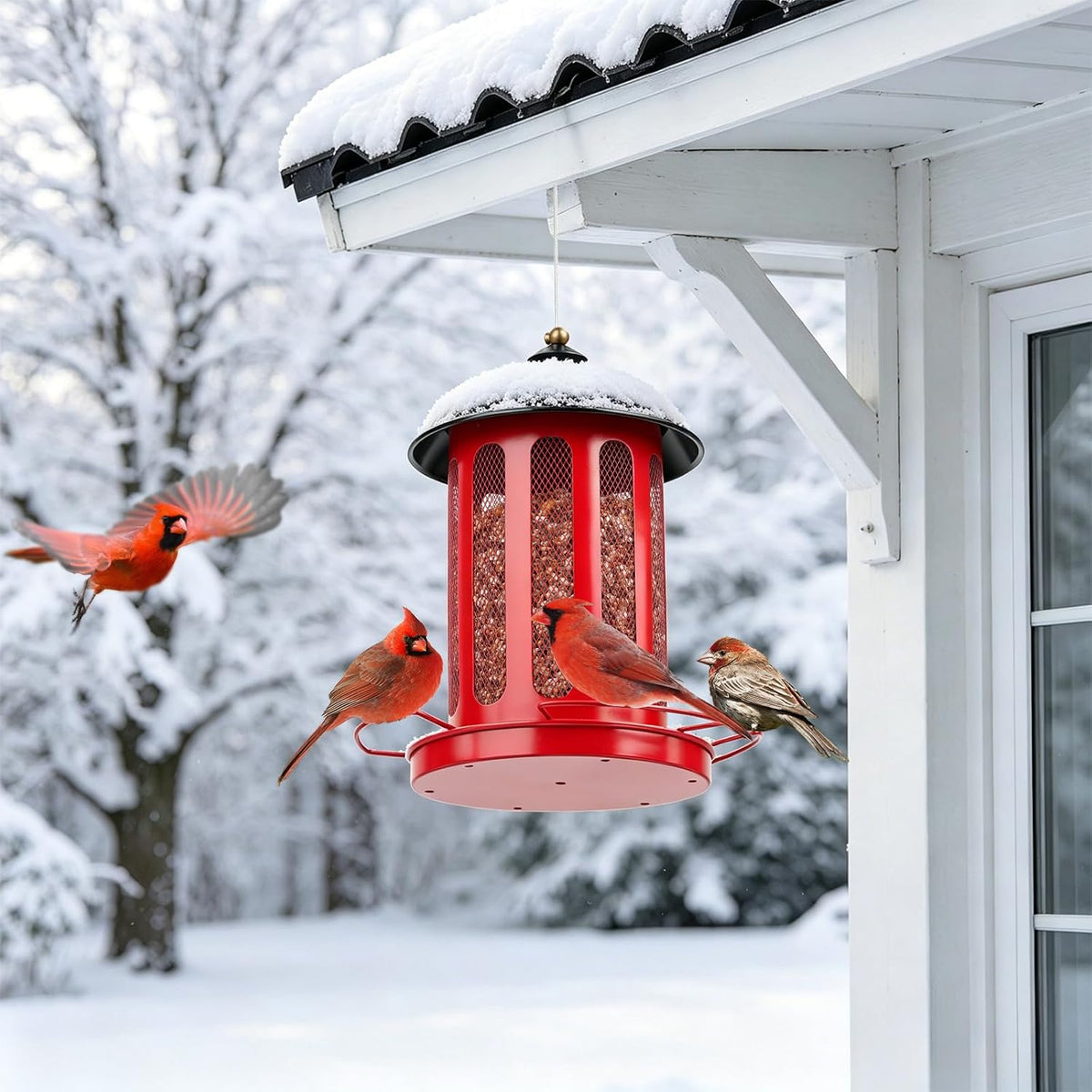 Bird Feeder, 4LB Large Capacity Bird Feeders for Outdoor Hanging