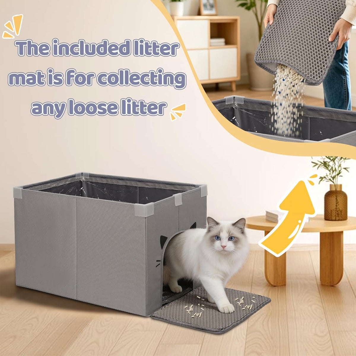 Cat Litter Box Enclosure, Waterproof Foldable Splash Guard