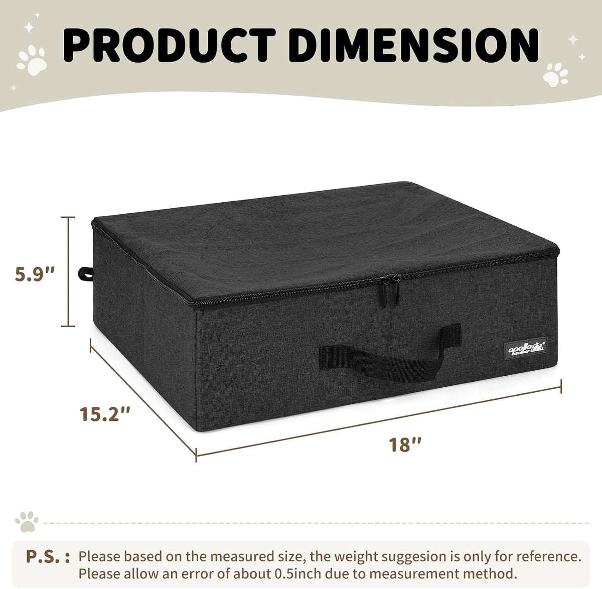 apollo walker Portable Cat Litter Box With Waterproof bag and Lid,Black