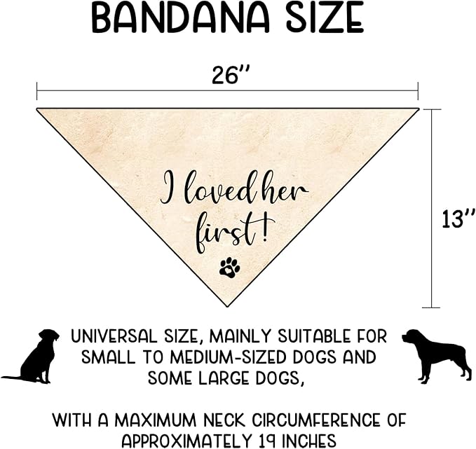 Engagement Gifts I Loved her First! Dog Bandana Pet Scarf Wedding Photo Prop - Image 2