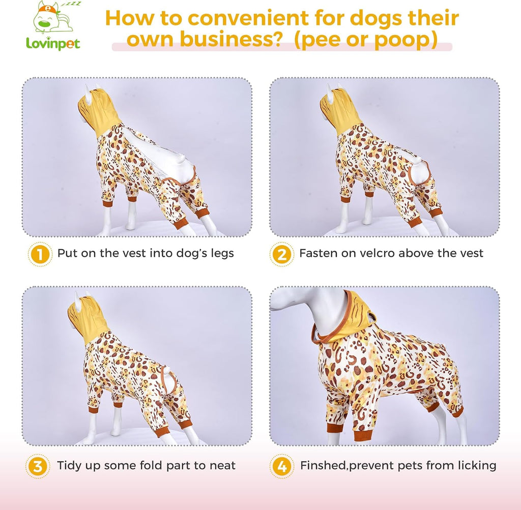 LovinPet Dog Recovery Bodysuit, Protective Coverage, Tiger Pattern, M