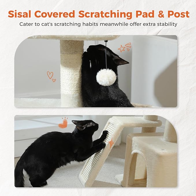 PETEPELA Small Cat Tree for Indoor Cats, Cozy Hammock and Removable Top Bed - Image 6