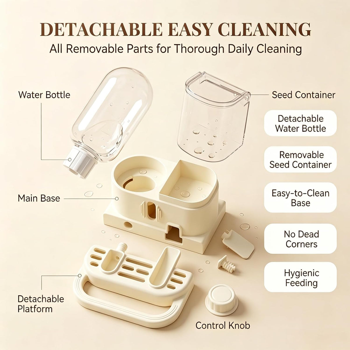 Spill-Proof 2-In-1 Bird Feeder & Gravity Waterer With Dry/Wet Divider
