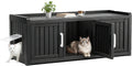 Cat Litter Box Enclosure, Hidden Cat Litter Box Furniture for 2 Cats, Resin Outdoor Cat Enclosure with Hidden Toilet, End Table, Fit Cat Litter Box, Black-Dual-Side Entry/exit