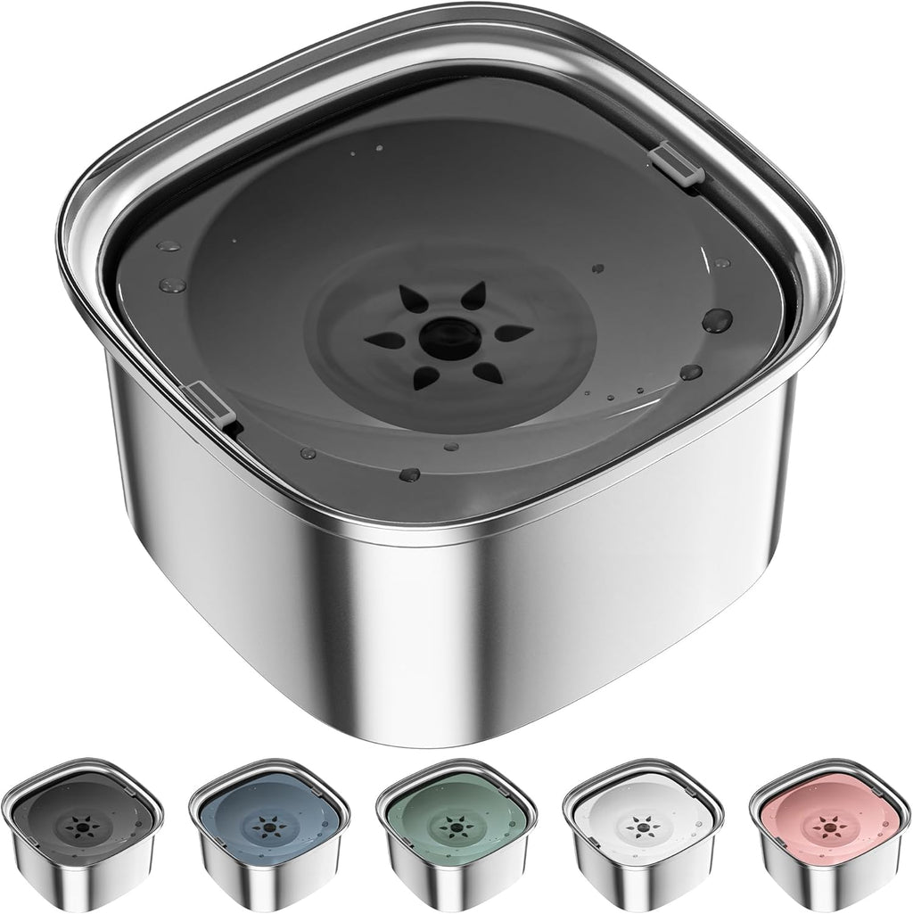 UPSKY 3L Stainless Steel Dog Water Bowl, No-Spill Slow Drinking Feeder