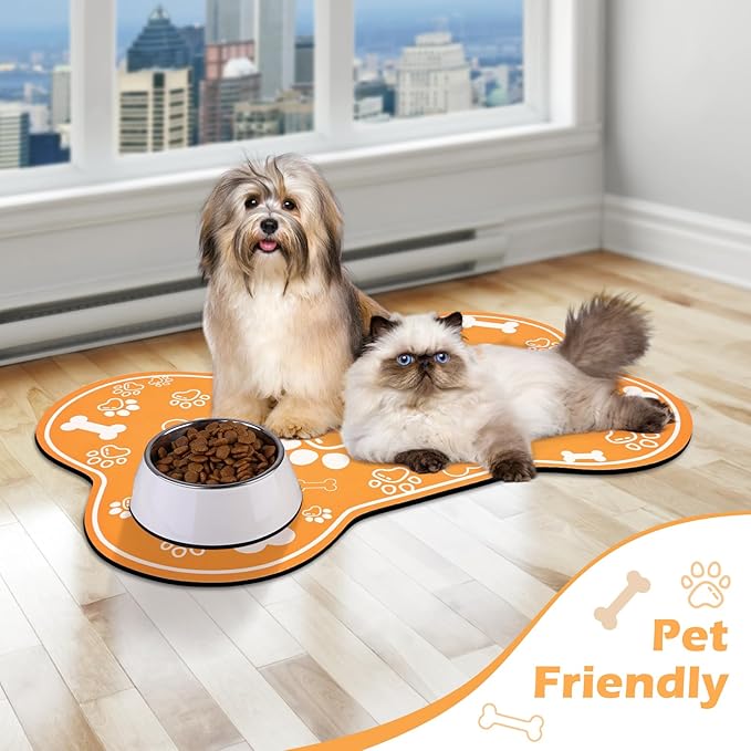 Dog Cat Mat for Food and Water, Rapid Absorbent Pet Feeding Mat, Bone Shaped - Image 6