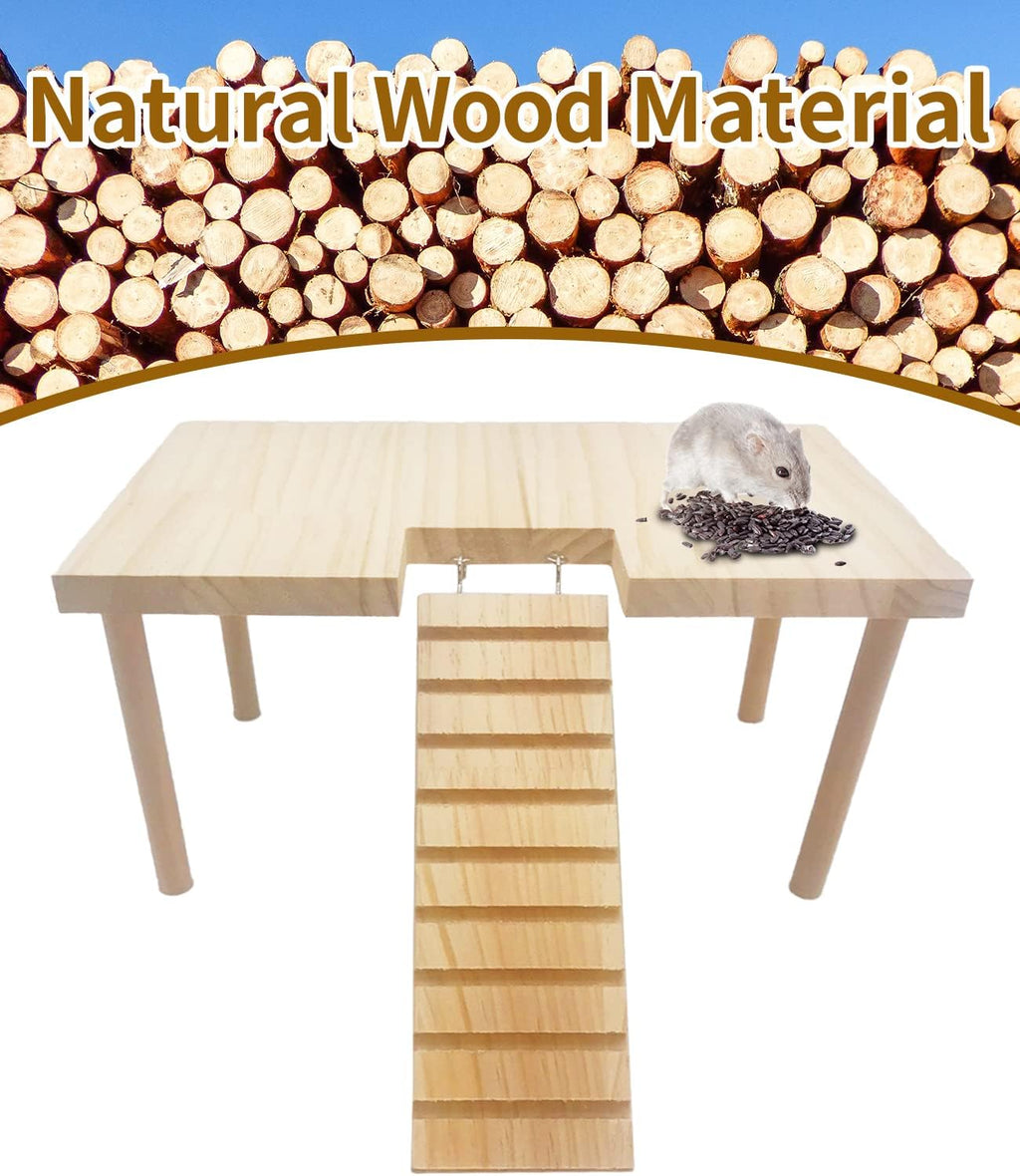 BNOSDM Hamster Platform with Ladder Large Wooden Gerbil Climb Table
