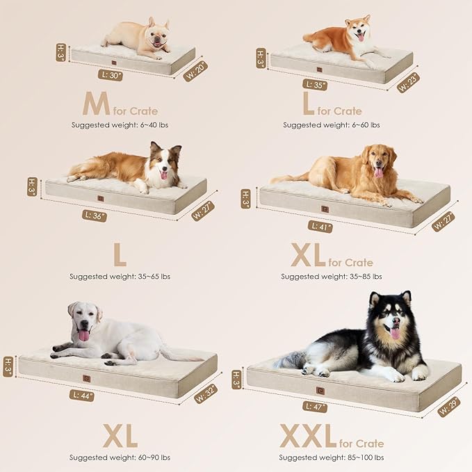 EHEYCIGA Waterproof Dog Bed Orthopedic 30"x20", Memory Foam Pet Bed - Image 3