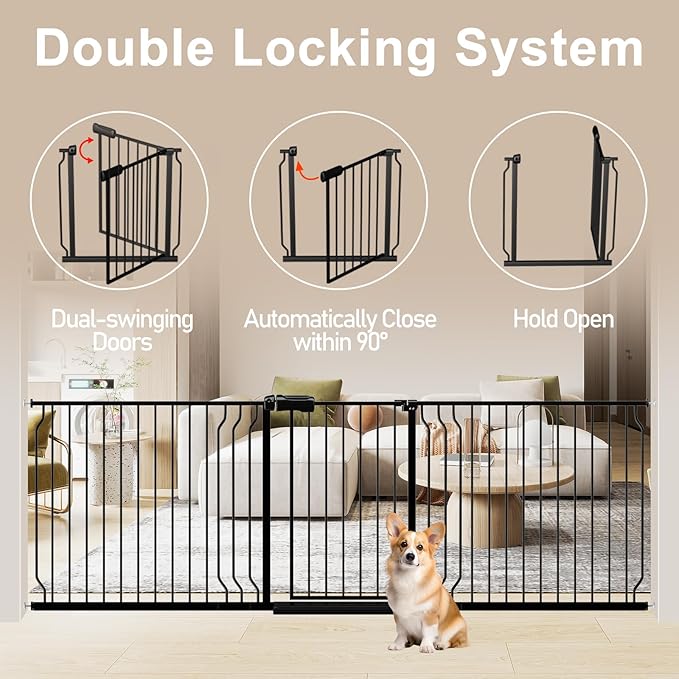 WAOWAO Baby Gate 43.3-52.75" Extra Wide Pressure Mounted Walk Through Swing - Image 5