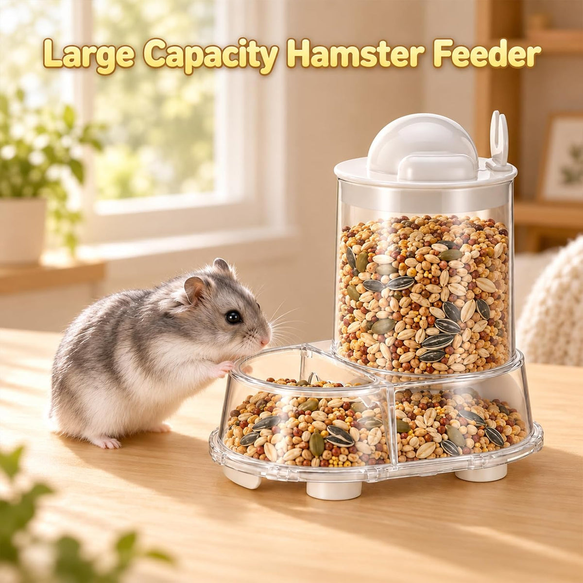 Automatic Hamster Food Bowl, Clear Automatic Dispenser for Rat Food