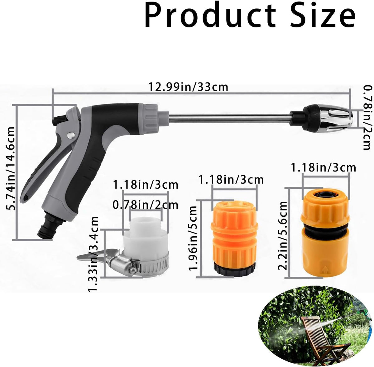 High Pressure Washer Wand, 360° Rotating Nozzle with Long Wand