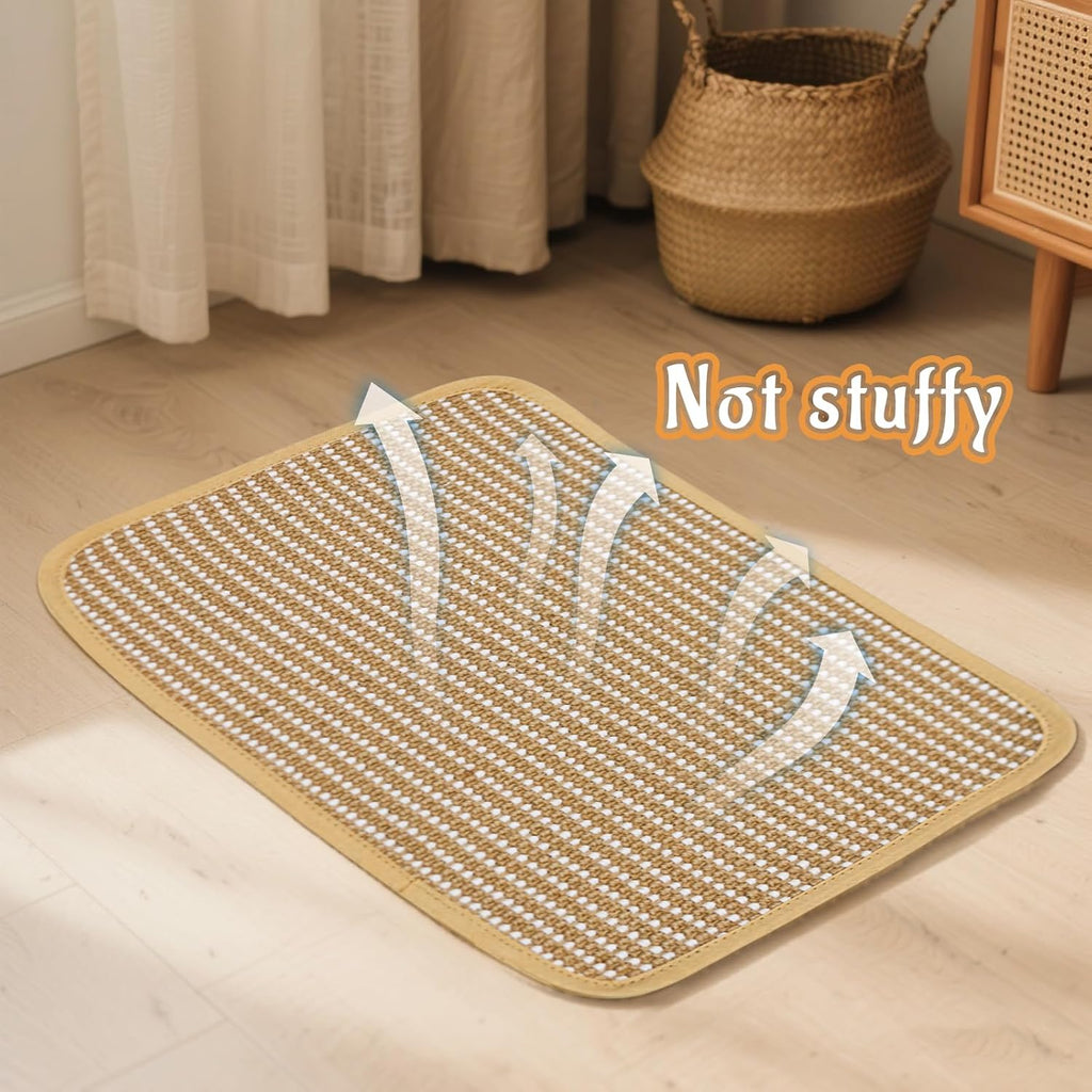 Rabbit Scratching Pad, Sisal Scratching Pad for Bunny, Guinea Pig, Cat. Resting Mats for Cages, Forage Grass Mat Indoor Essentials Accessories (4PCS)