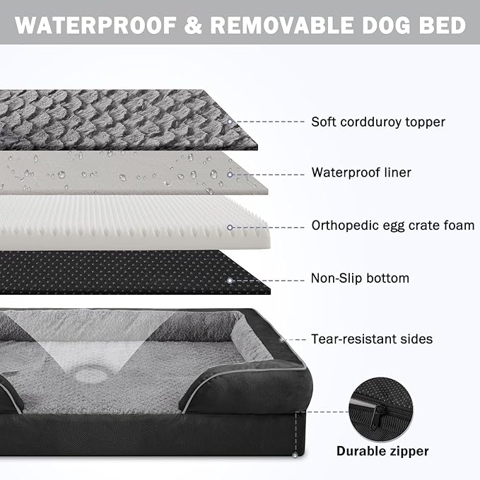 INVENHO Orthopedic Medium Dog Dogs, Egg-Crate Foam Dog Couch - Image 4