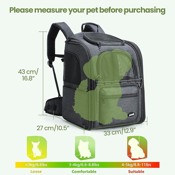 Pecute Cat Backpack Carrier, 30% Energy Saving Breathable Pet Backpack - Image 6