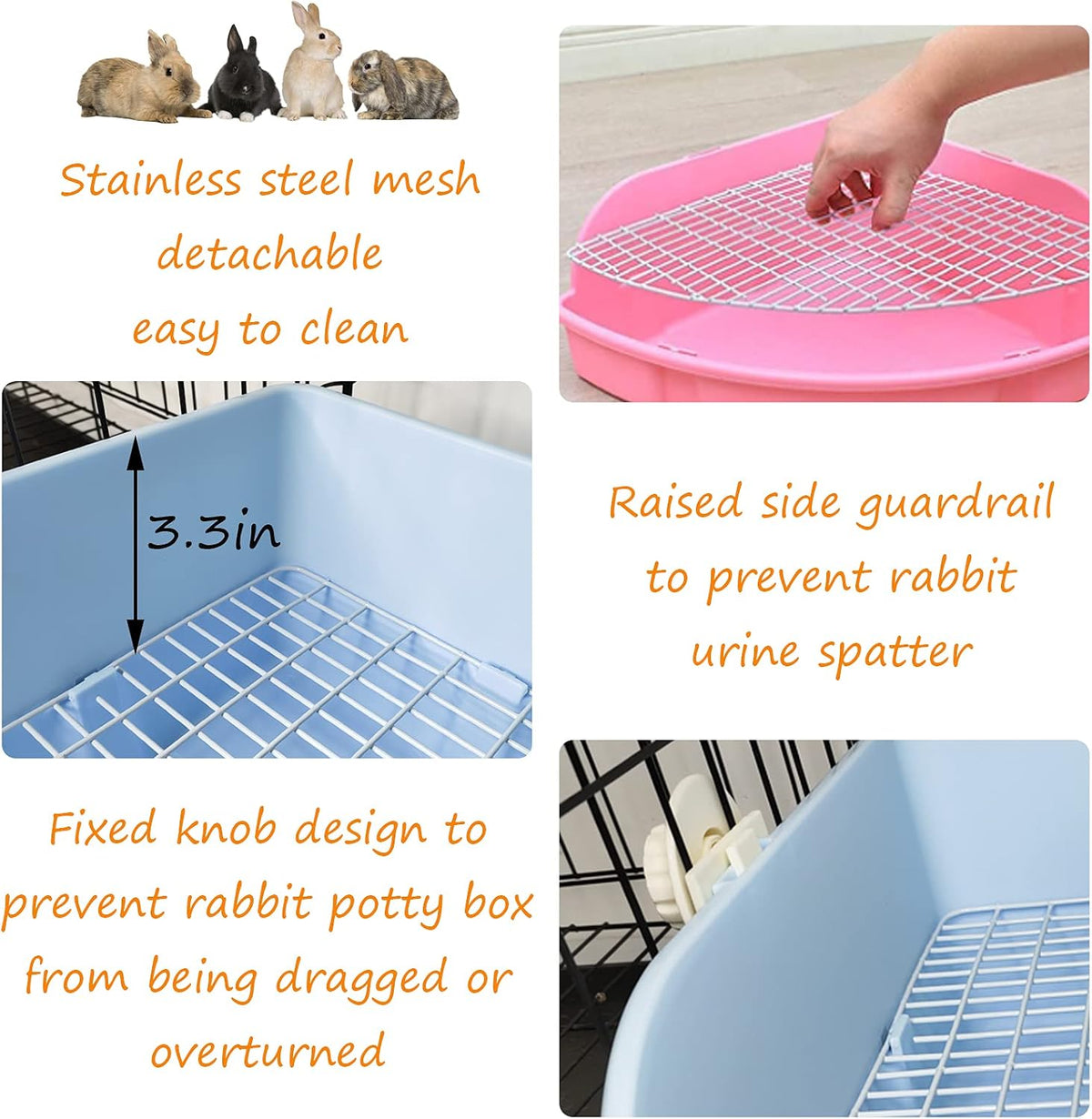 PINVNBY Large Rabbit Litter Box Small Animal Cage Toilet Pet Potty Bunny Corner Litter Box Trainer Bigger Pan Fan Shape Litter Boxes for Adult Ferret Guinea Pigs Chinchilla Galesaur (Pink)