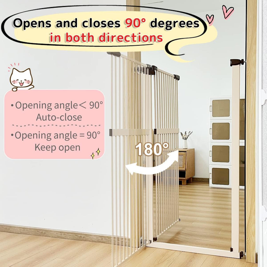 Lumizone 61.02" Extra Tall Pet Gate for Cat Dog 30.12"-34.05" Wide Cream