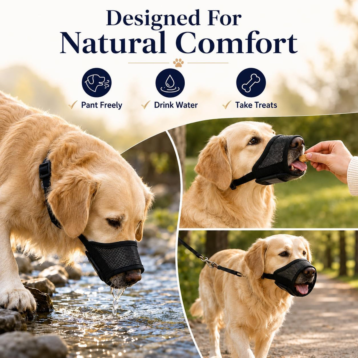 Dog Muzzle for Medium Dogs, Air Mesh Breathable, Black, M