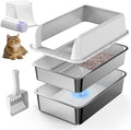 Suzzipaws XL Stainless Steel Sifting Litter Box with Lid for Pine Pellets