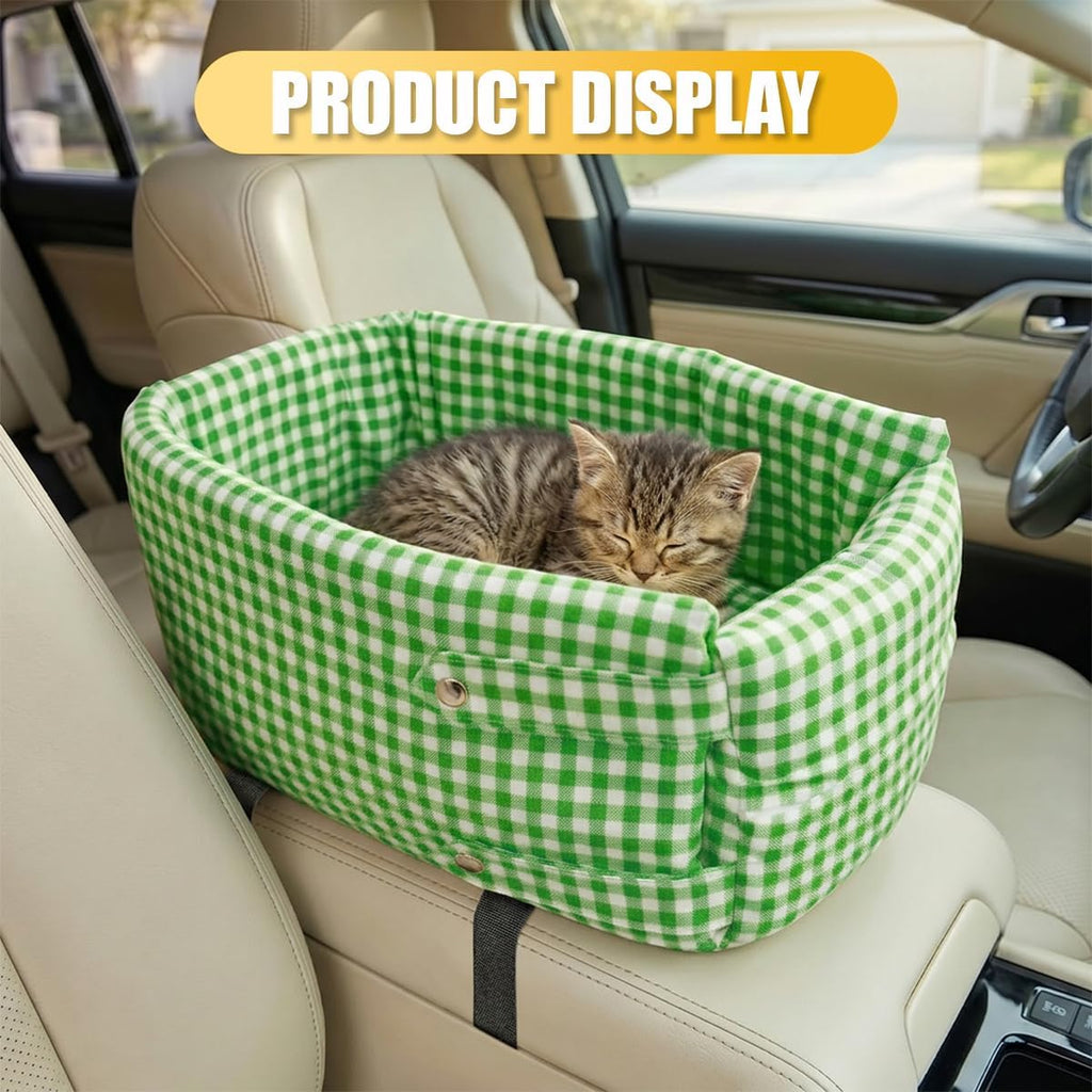 Center Console Dog Car Seat, Armrest Box Pet Booster Seat, Green