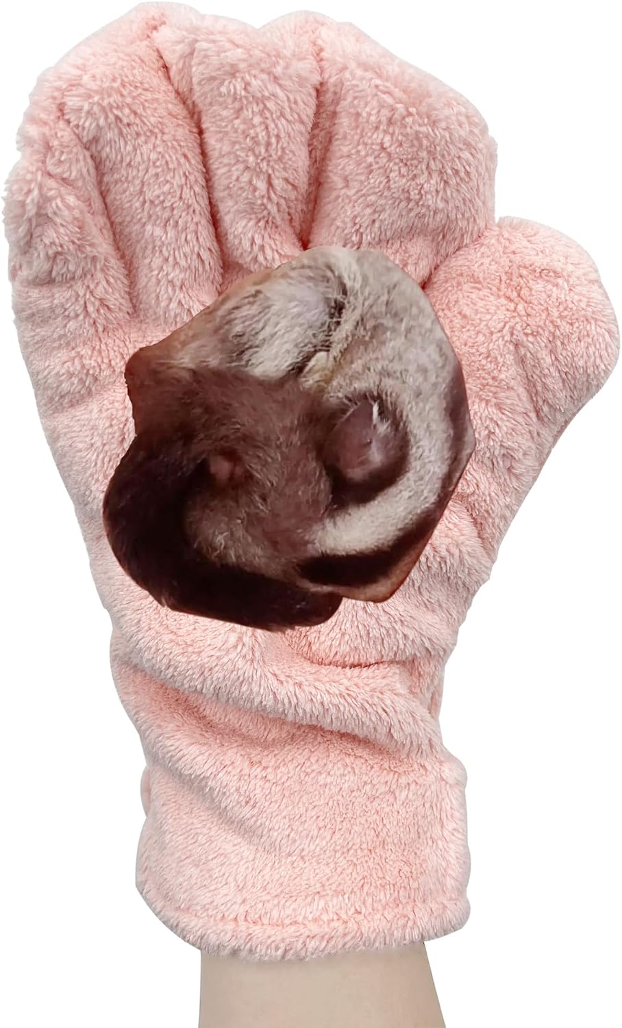 3 Pack Sugar Glider Tote Plush Sleeping Pouches & Anti Bite Mitten (Pink)
