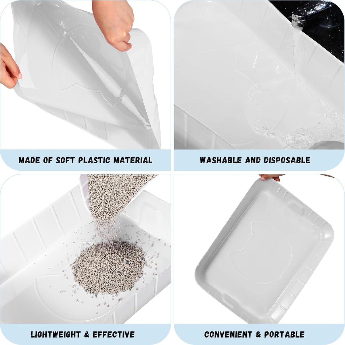 Bokon 25 Count Disposable Litter Box for Cats Large, White