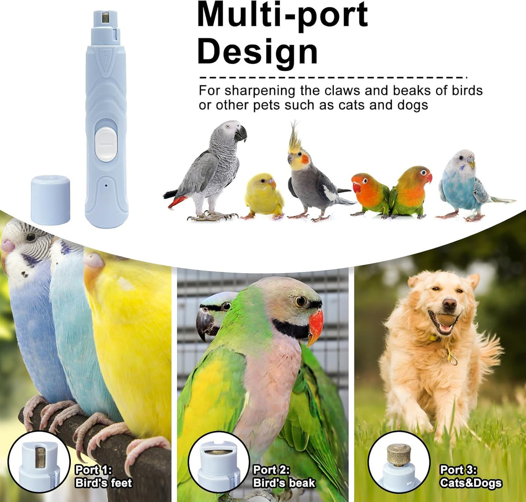Bird Nail Grinder,Bird Beak Grinder,Silenced Bird Nail File with LED Lamp,Suitable for Budgerigars,Parakeets,Conure,Parakeets,Crested Myna,Lovebirds, Finches.