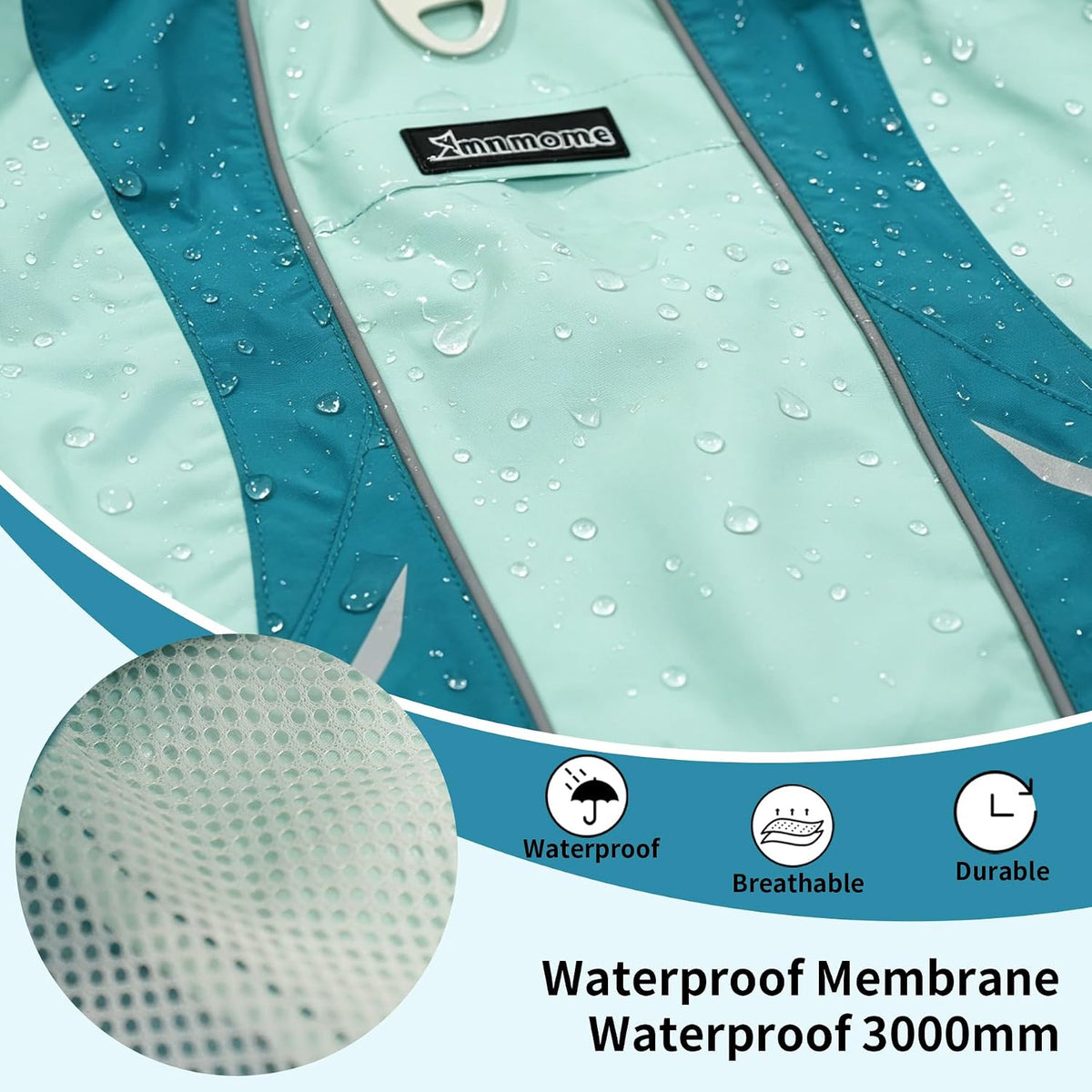 Waterproof Dog Raincoat, Windproof Breathable High Collar Rain Jacket with Leash Hole, Adjustable Pet Rain Coat with Reflective Stripes for Small Medium Large Dogs