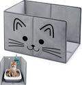 24"L×16.14"W×16.14"H Foldable Cat Litter Box Enclosure Splash Guard with Removable Mat, Cat-print Casing, Large High Sided for Litter Pan Water Resistant Easy Clean Anti-leakage Pee Shields