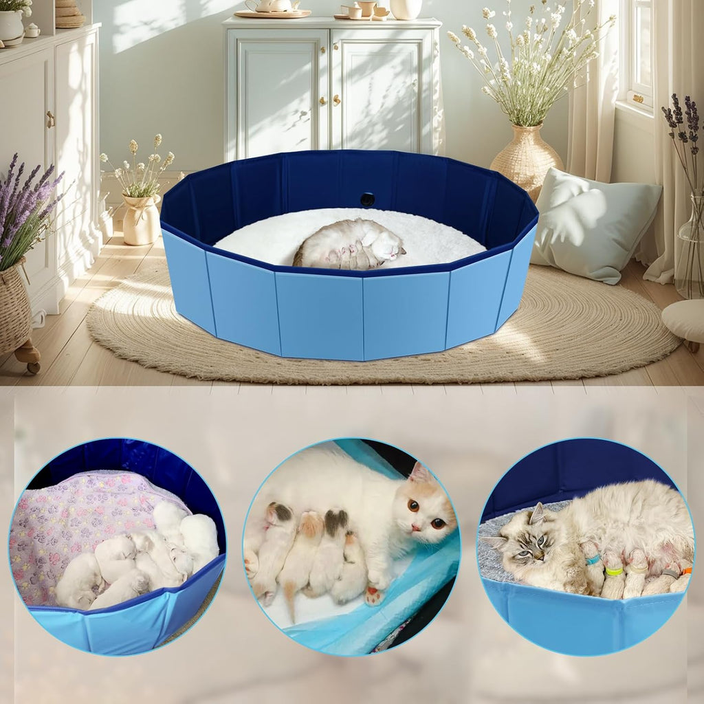 Cat Birthing Box, Whelping Box for Cats, Cat Birthing Nesting Boxs, Whelping Pool,Pet Birth Supplies, Foldable Cates Bath Pool, Convenient Storage, Easy to Clean, Can be Used Indoors or Outdoors