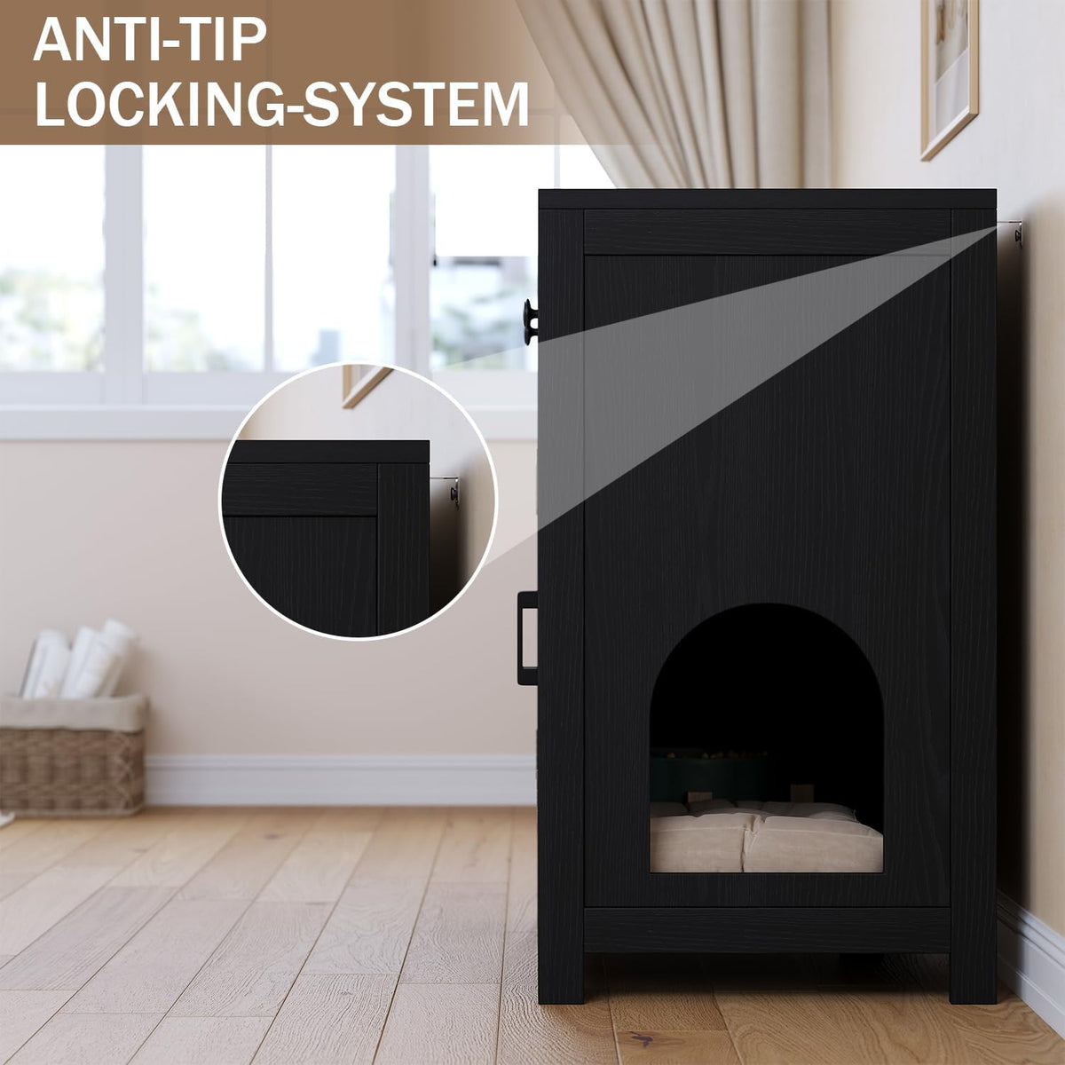 knoworld Cat Litter Box Enclosure with Storage Drawers,Black