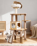 61" Modern Cat Tree, Tall Cat Tower with Self-Grooming Brush