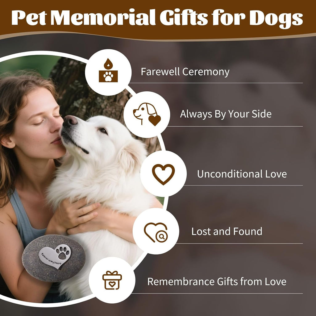 Loss of Dog Sympathy Gift Forever in My Heart in Memory of Dog Stone for Loss of Dog Memorial Stone Passed Away Gift Dog Remembrance Gift Paw Print Stone Original Color 1pcs