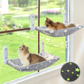 Zoratoo 2PC Glowing Star Cat Window Perch, Foldable Cordless Pet Hammock, M