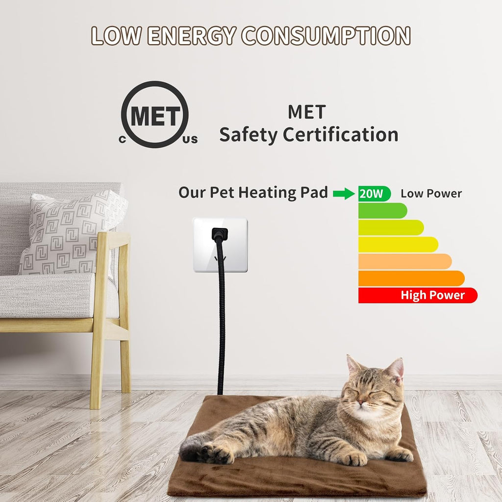 NAMOTEK Pet Heating Pad, Safe Electric Heating Pad for Dogs and Cats Indoor Warming Pad with Auto Constant Temperature 15.7" x 12"