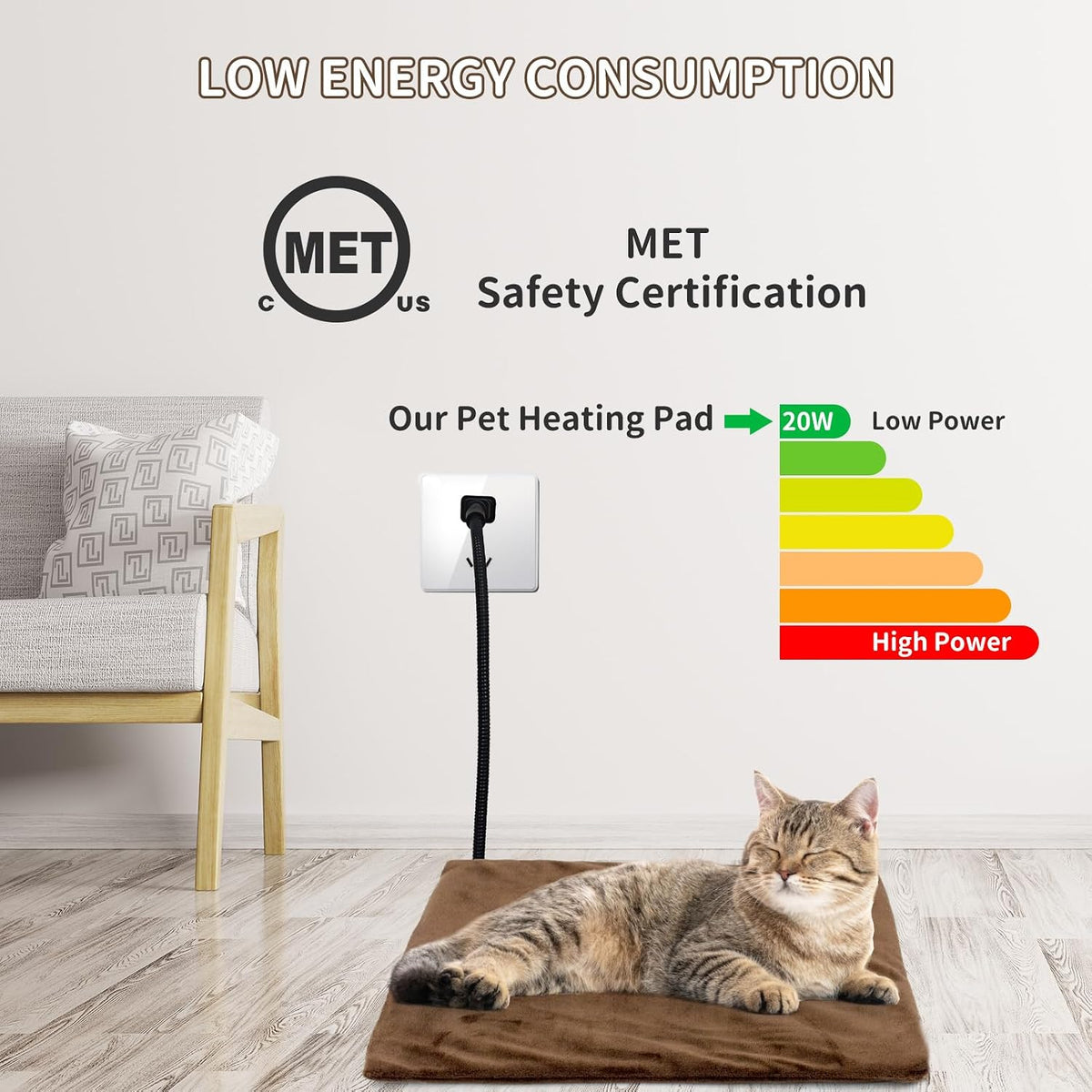 NAMOTEK Pet Heating Pad, Safe Electric Heating Pad for Dogs and Cats Indoor Warming Pad with Auto Constant Temperature 15.7" x 12"