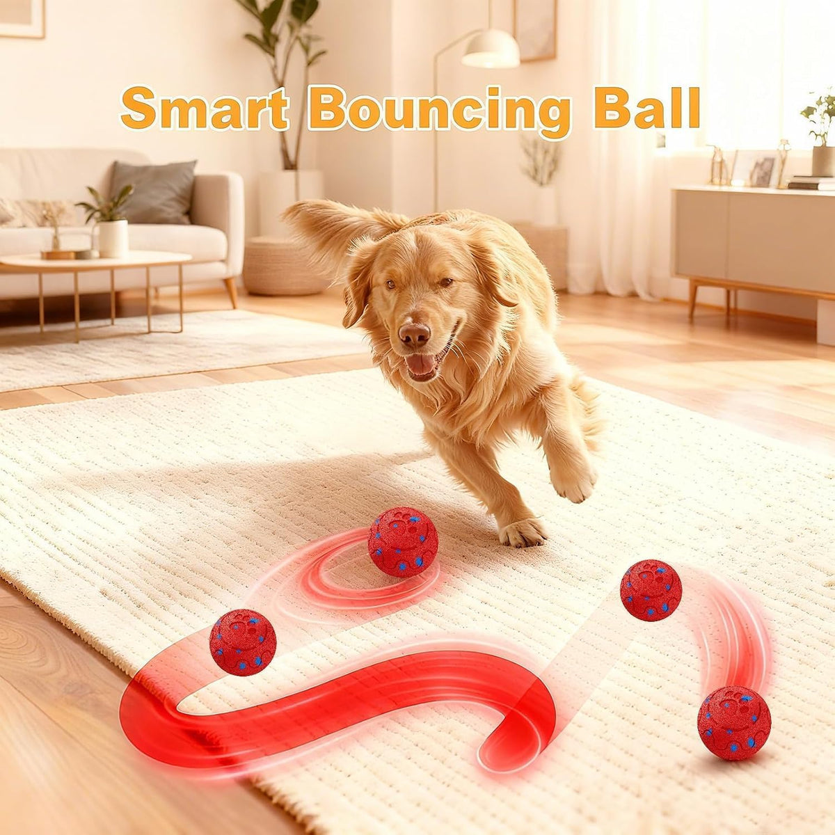 Interactive Smart Dog Toy, Automatic Moving, Bouncing Ball, E-TPU Material