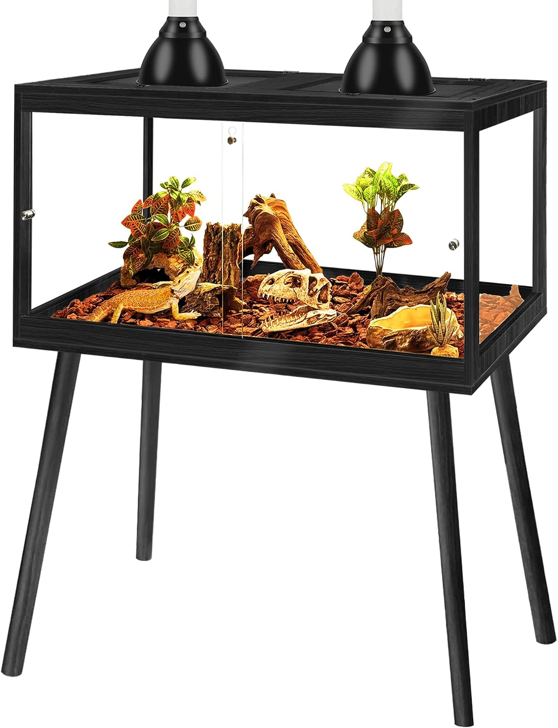 Prolee Bearded Dragon Tank with Legs, Tempered Glass Lizard Tanks and Reptile Enclosure, 75 Gallon Reptile Tank for Lizard Chameleon (Black,47inch Length)