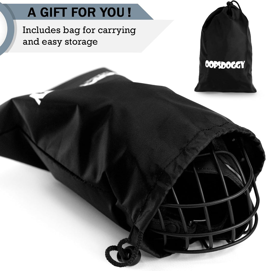 OOPSDOGGY Pitbull Dog Muzzle Reflective Metal Mask Secure Wire Basket Muzzles for Large Sized Dogs Amstaff Soft Cage to Prevent Biting Chewing with Adjustable Nylon Straps (Black, Pitbull)